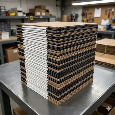 Disketten flach gestapelt mit Papplagen