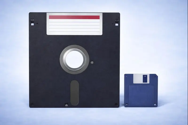 8-Zoll-Diskette im Größenvergleich