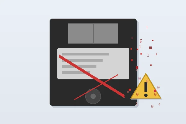 Defekte Diskette mit Kratzern und Datenverlust